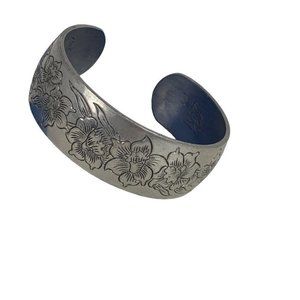 Vintage Kirk Stieff Pewter Cuff Bracelet Jonquil 900-3 Floral Cottagecore